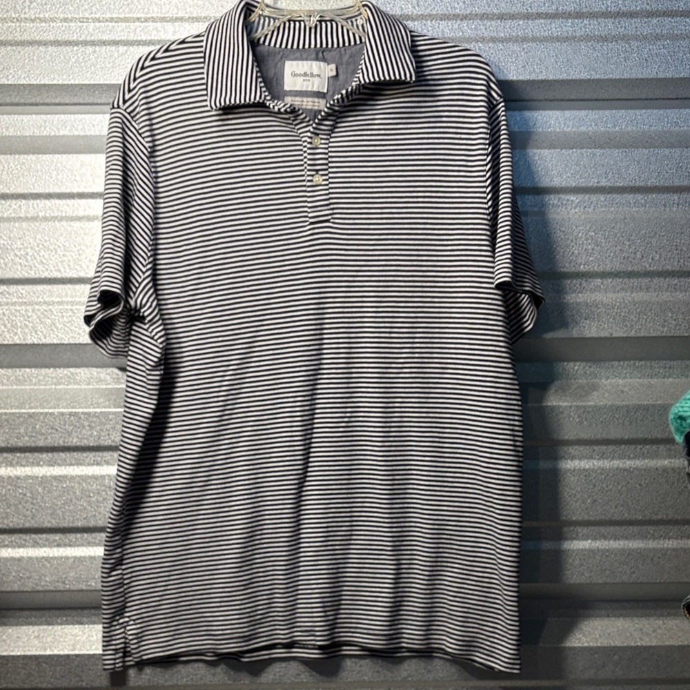 Goodfellow & Co black and white Striped Polo Shirt